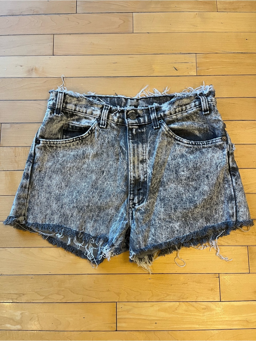 Vintage Levi's Black Tag Acid Wash black High-Rise Jean Shorts